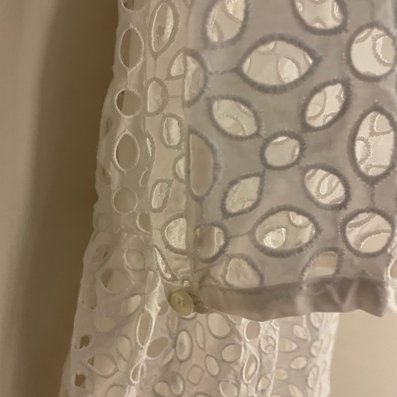 J. Crew White Eyelet Tiered Long sleeve Dress- Size Medium - Picture 8 of 10